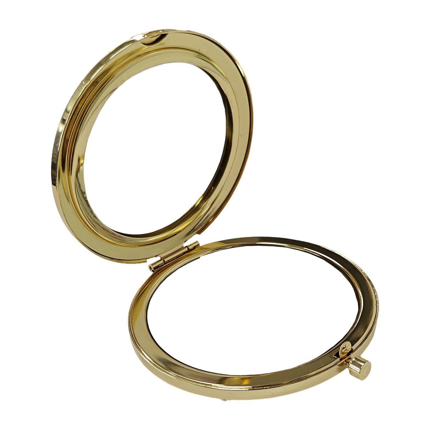 Classic Gold compact mirror with Push Button - Round - artcoasterprinting