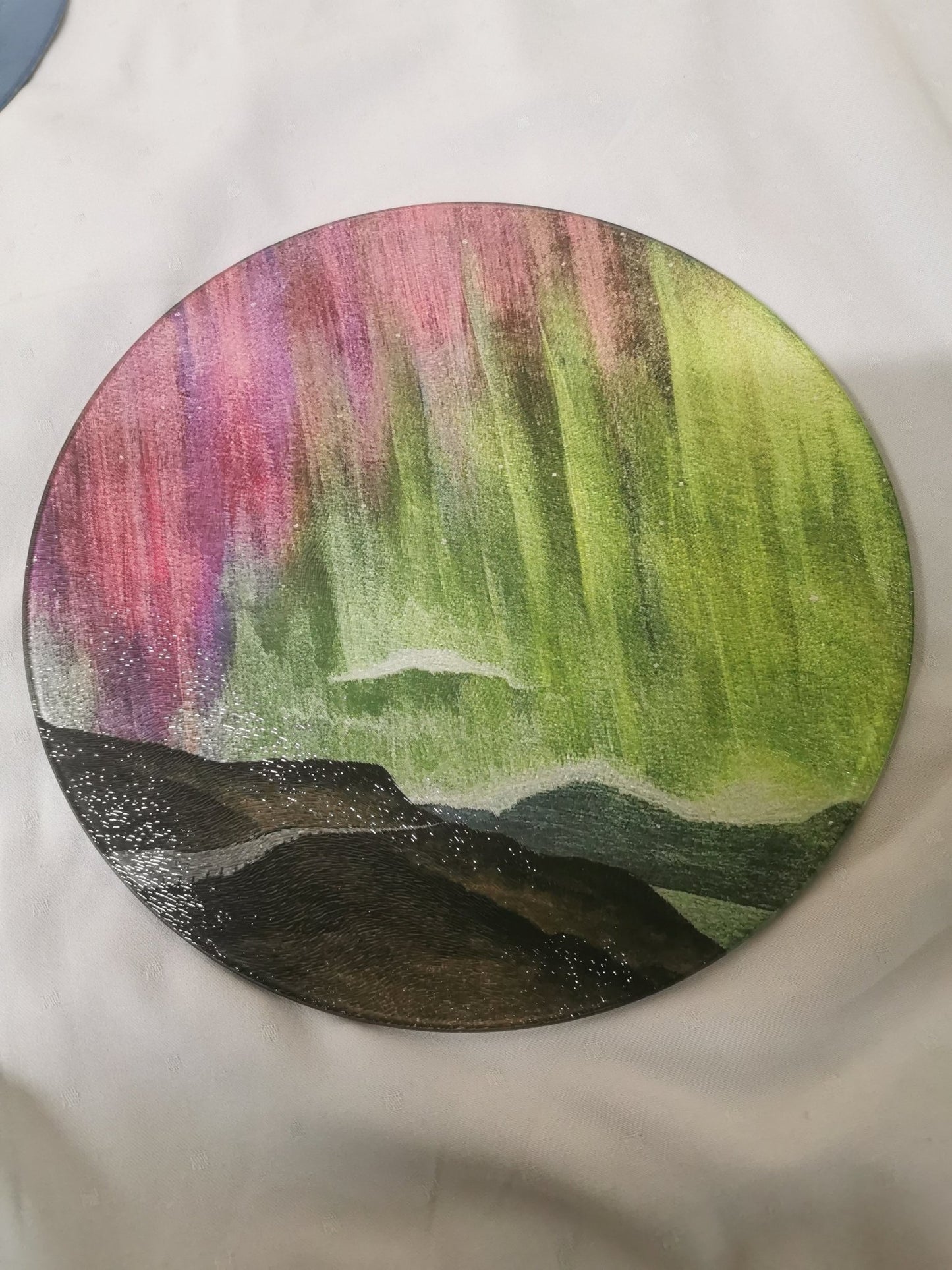 Round Glass Chopping Board 30cm - Chinchilla Finish - artcoasterprinting