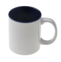 11oz two tone Cobalt Blue Mug WHITE HANDLE - artcoasterprinting
