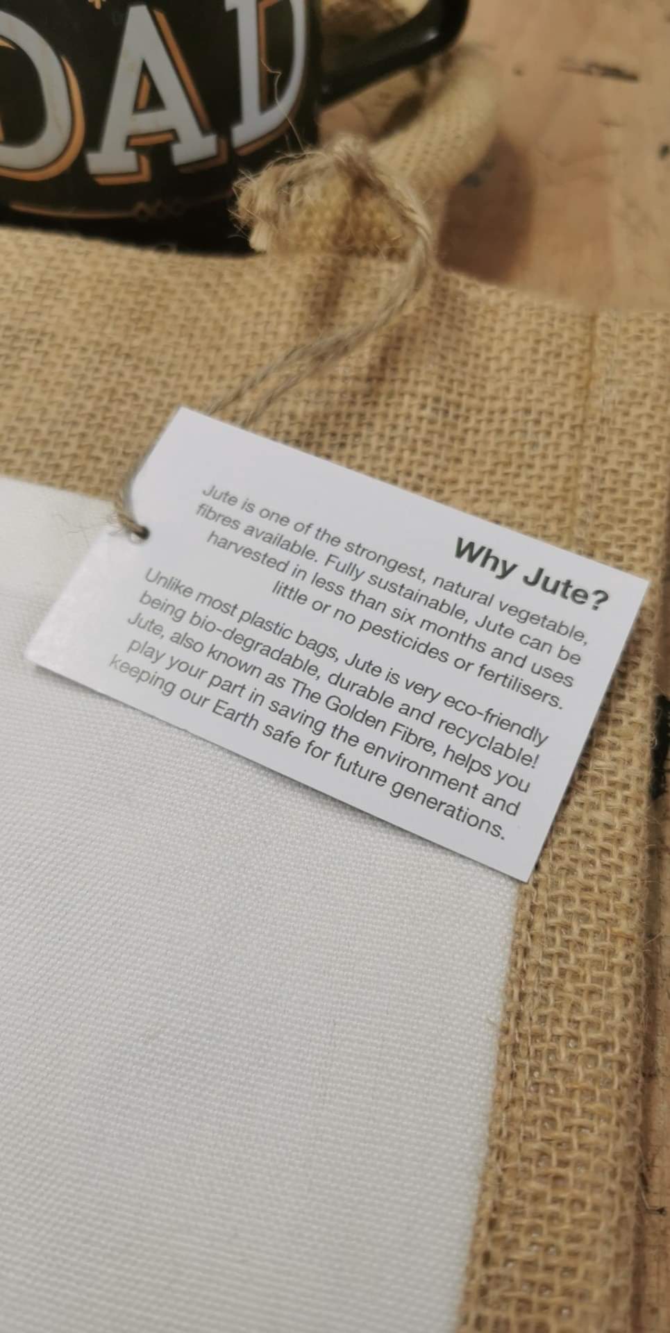 Jute Bag with printed pocket = Medium 30x30x19cm - artcoasterprinting