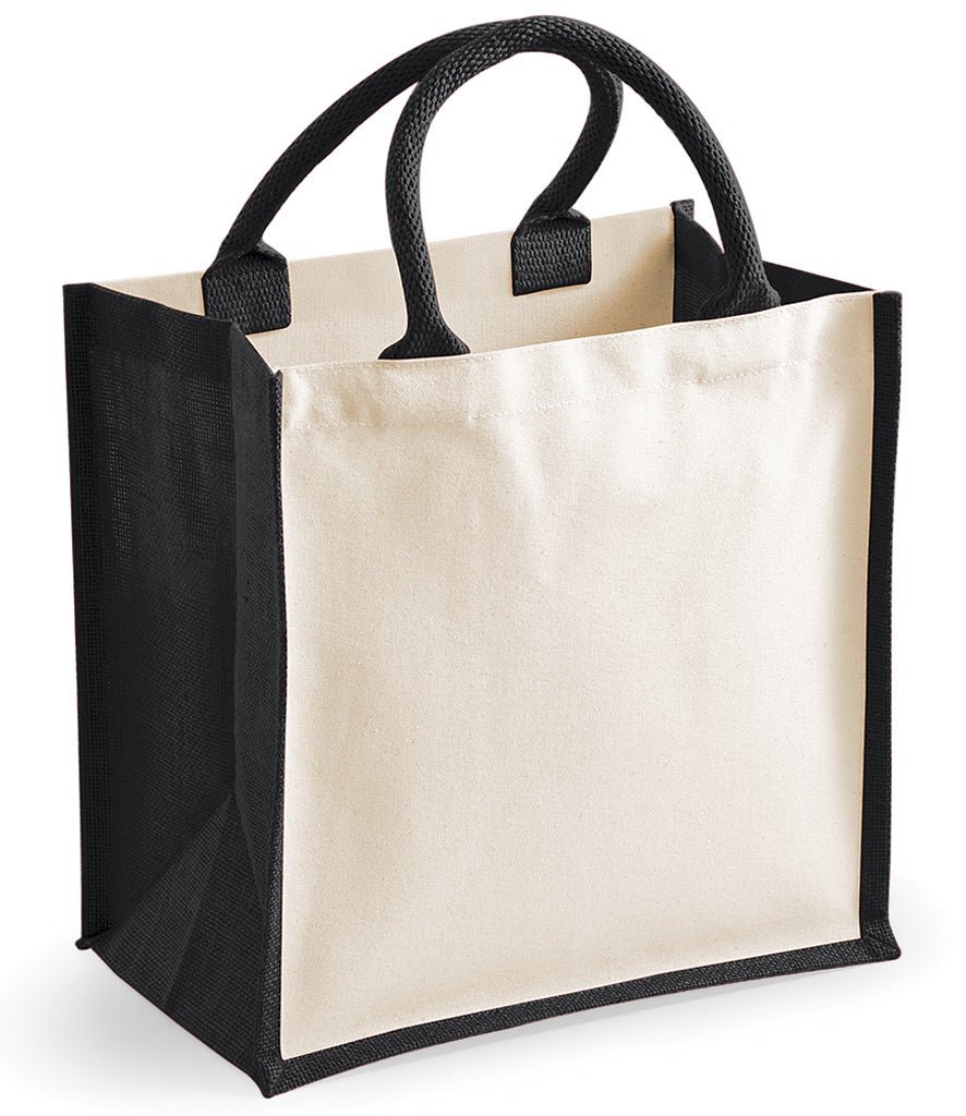 Midi Jute Tote Bag - Black - artcoasterprinting