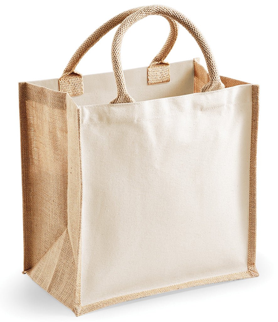 Midi Jute Tote Bag - Natural - artcoasterprinting