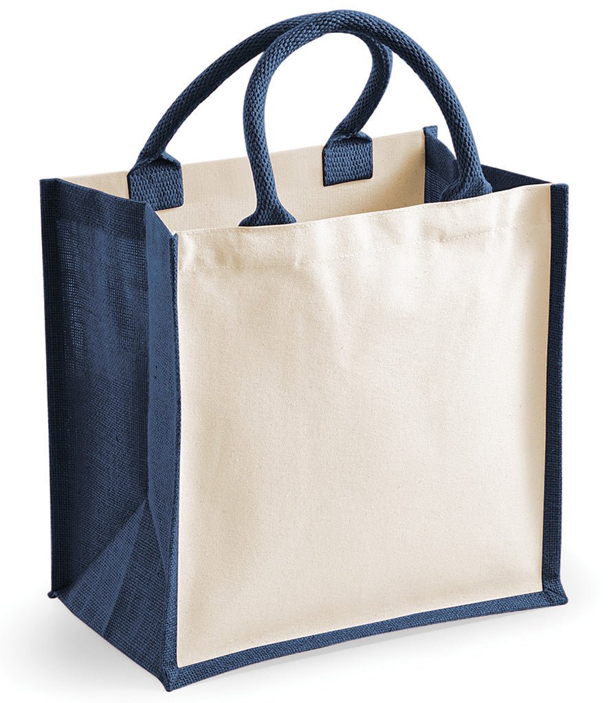 Midi Jute Tote Bag - Navy - artcoasterprinting