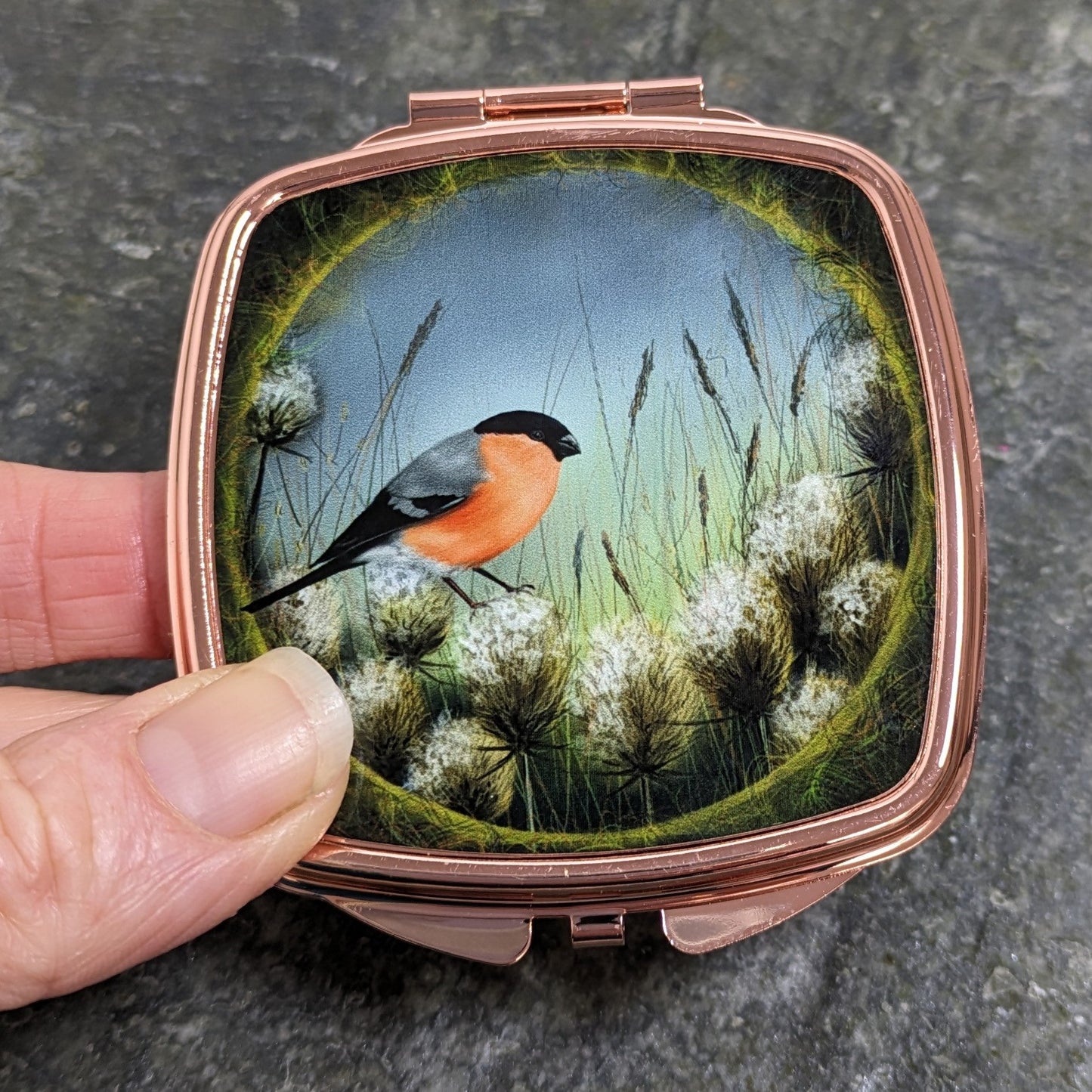 Rose Gold Curved square compact mirrors - artcoasterprinting