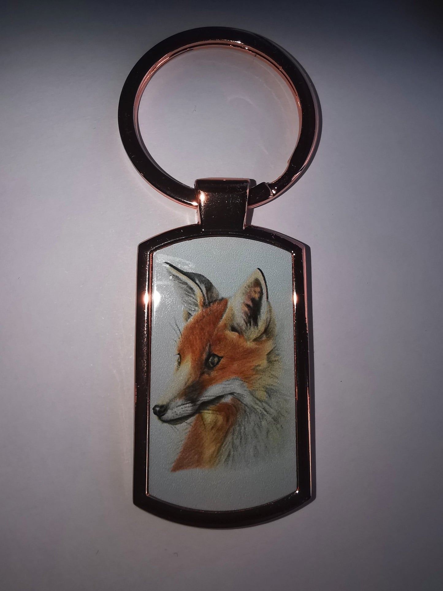 Rounded Rectangle Metal Key ring Rose Gold - artcoasterprinting