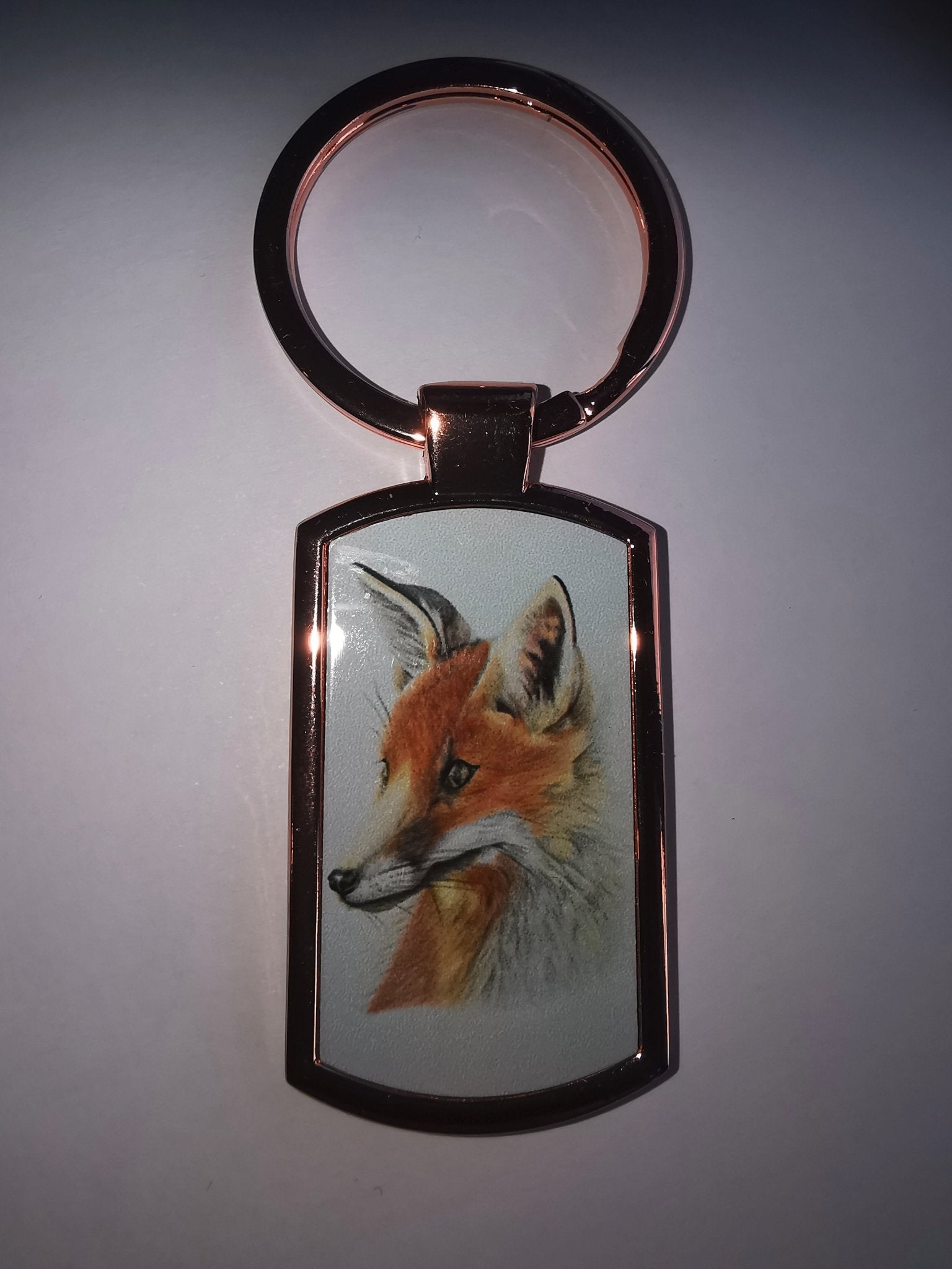 Rounded Rectangle Metal Key ring Rose Gold - artcoasterprinting