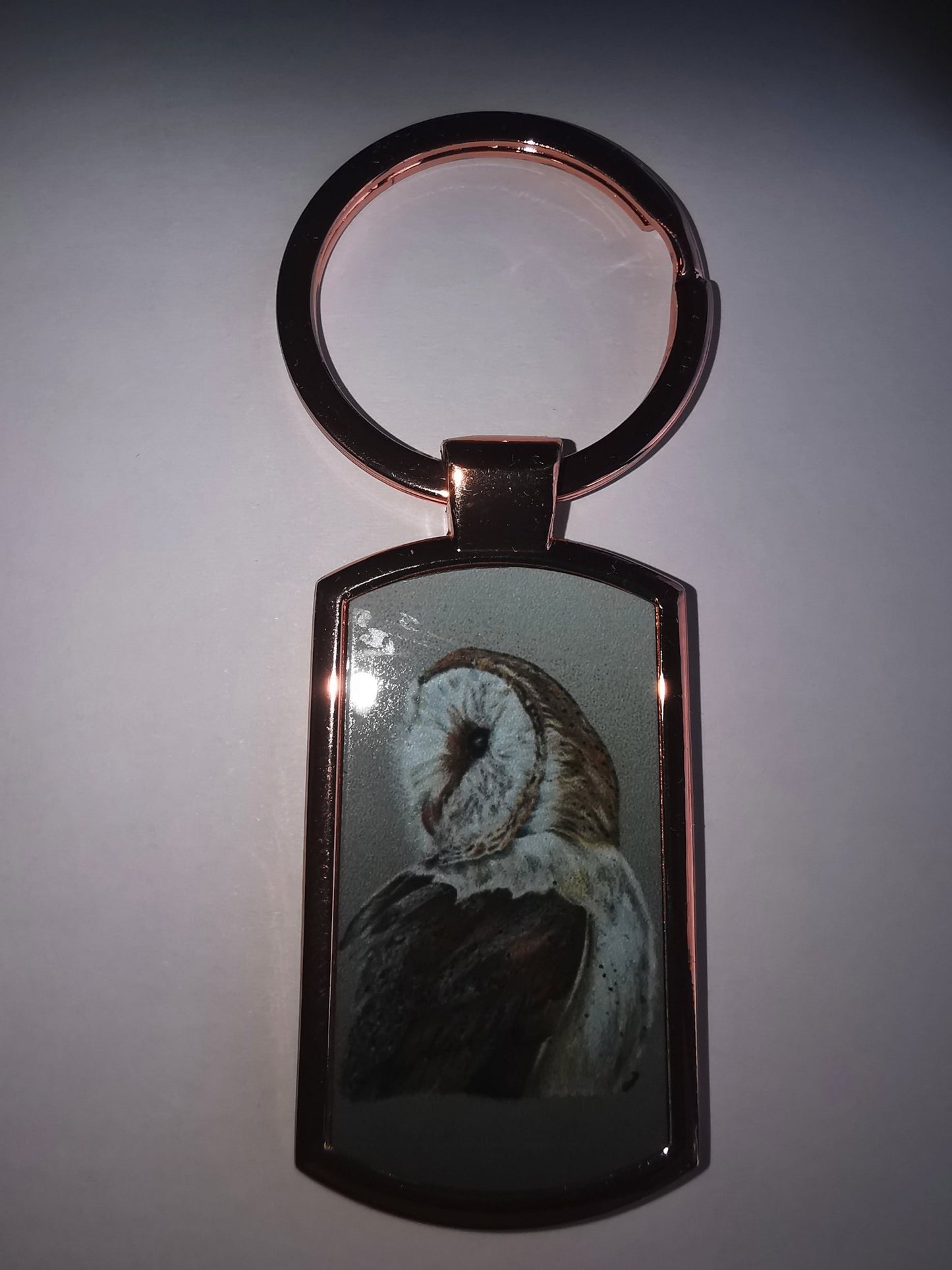 Rounded Rectangle Metal Key ring Rose Gold - artcoasterprinting