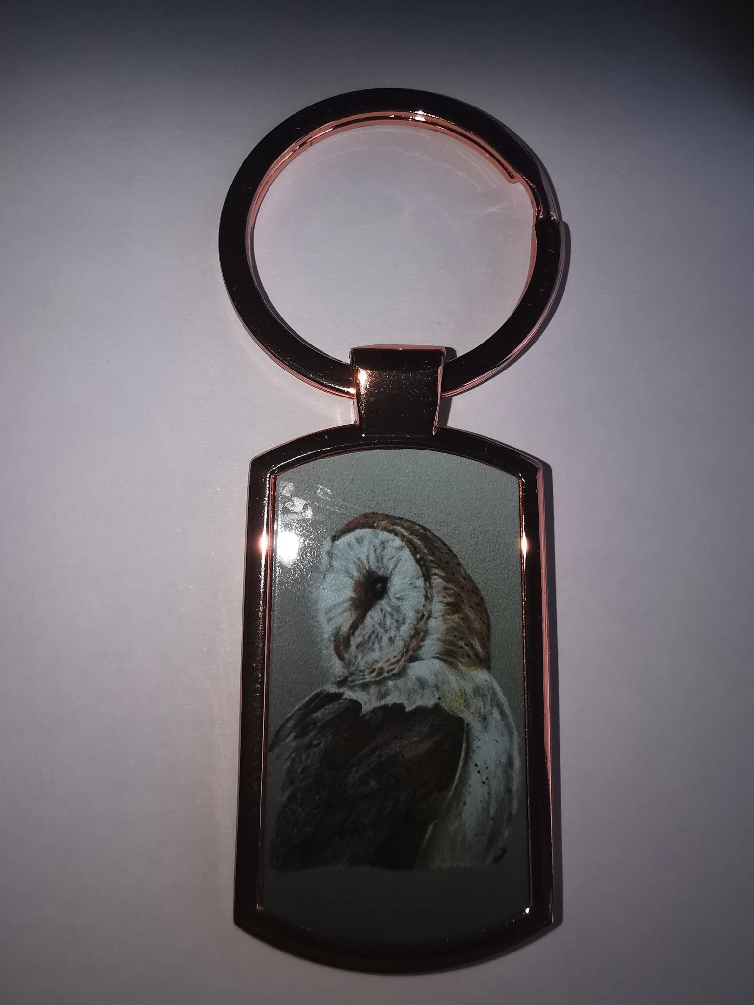 Rounded Rectangle Metal Key ring Rose Gold - artcoasterprinting