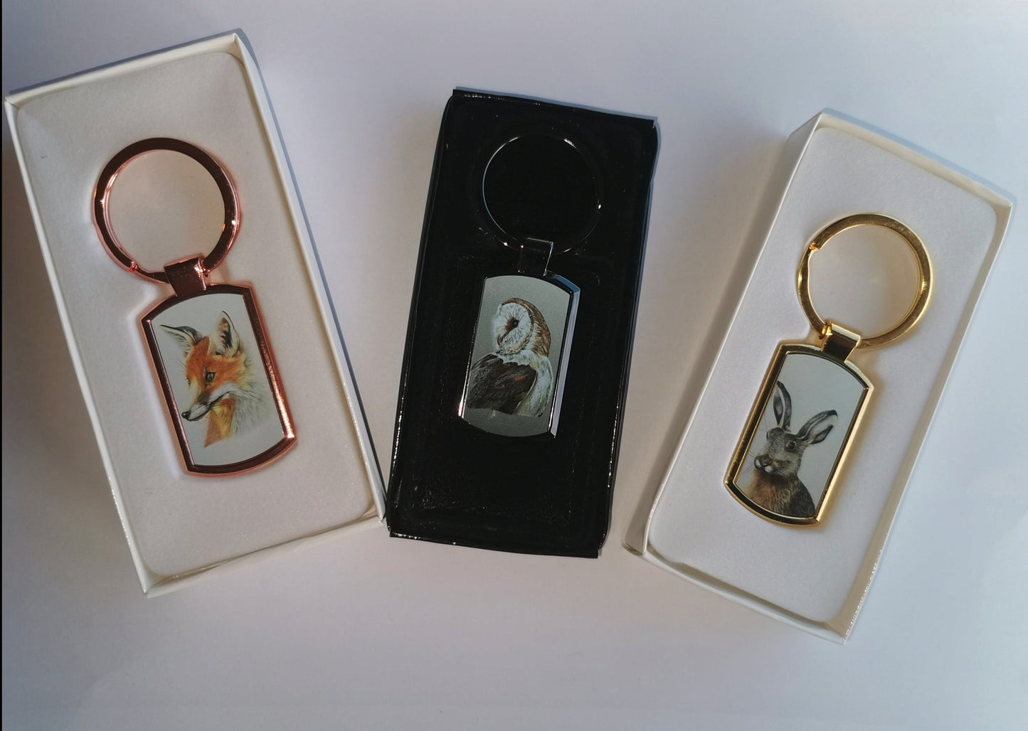 Rounded Rectangle Metal Key ring Rose Gold - artcoasterprinting