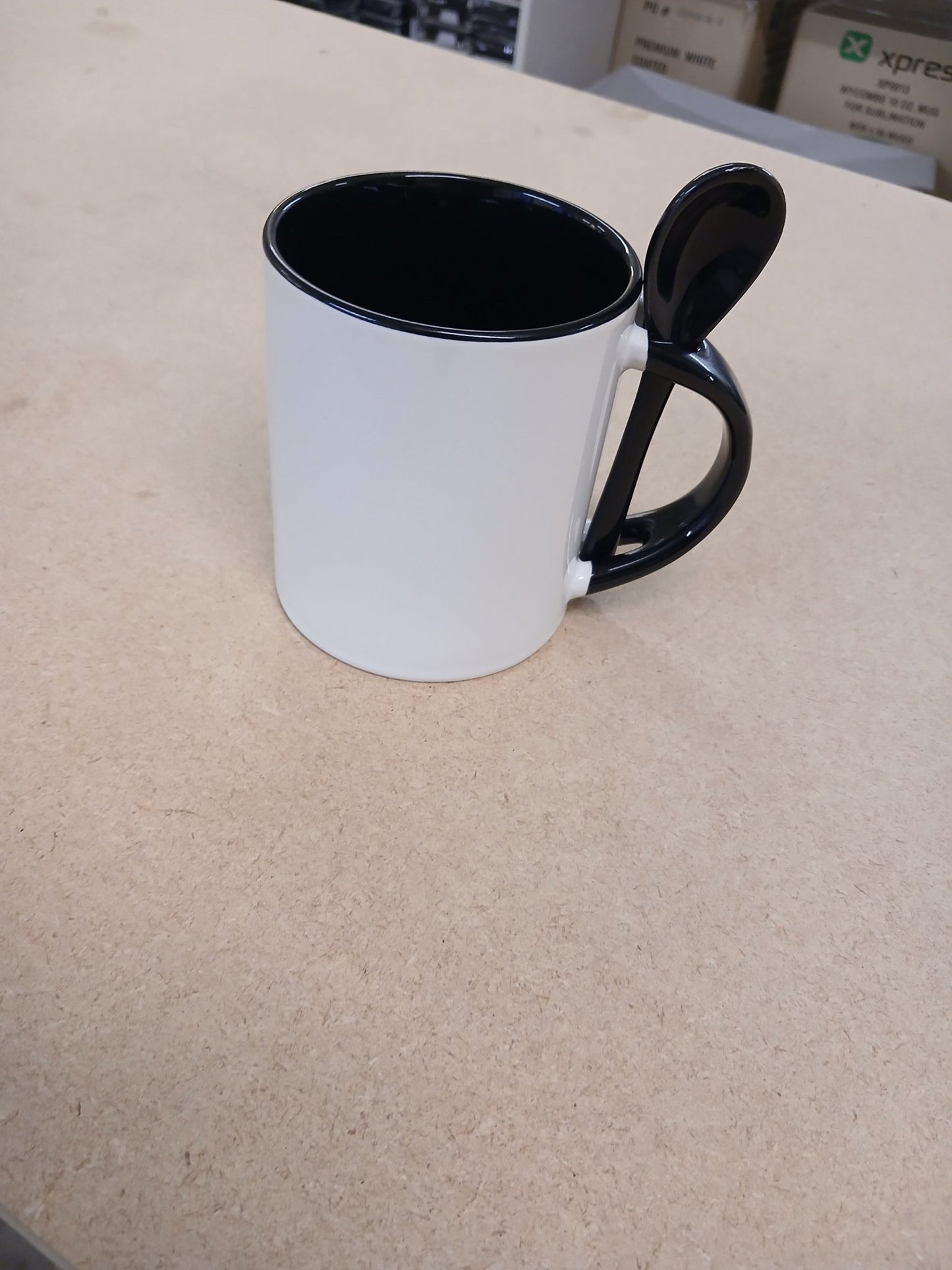 11oz two tone Black Mug and Spoon - artcoasterprinting