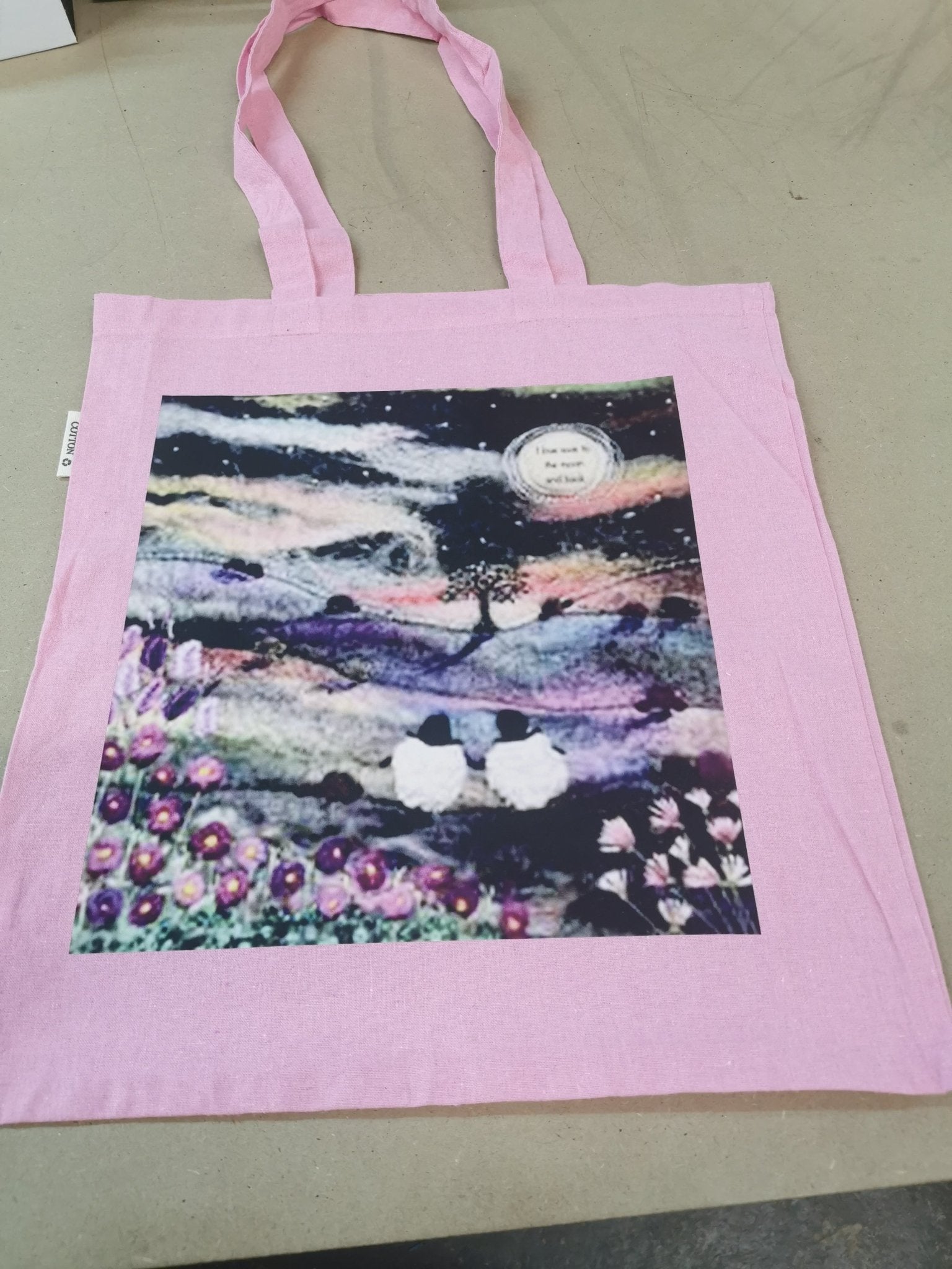 5oz Recycled Cotton Totebag - Pink - artcoasterprinting