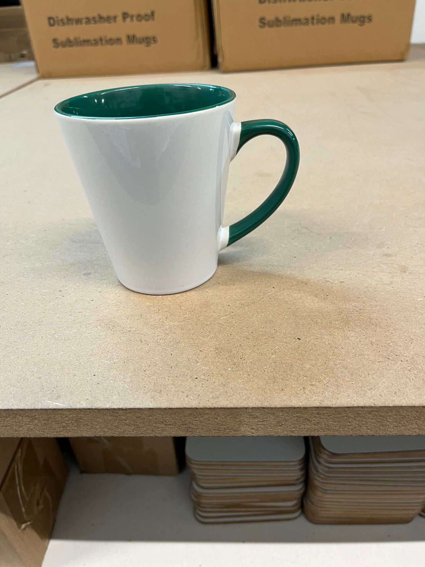 12oz two tone Dark Green Latte Mug