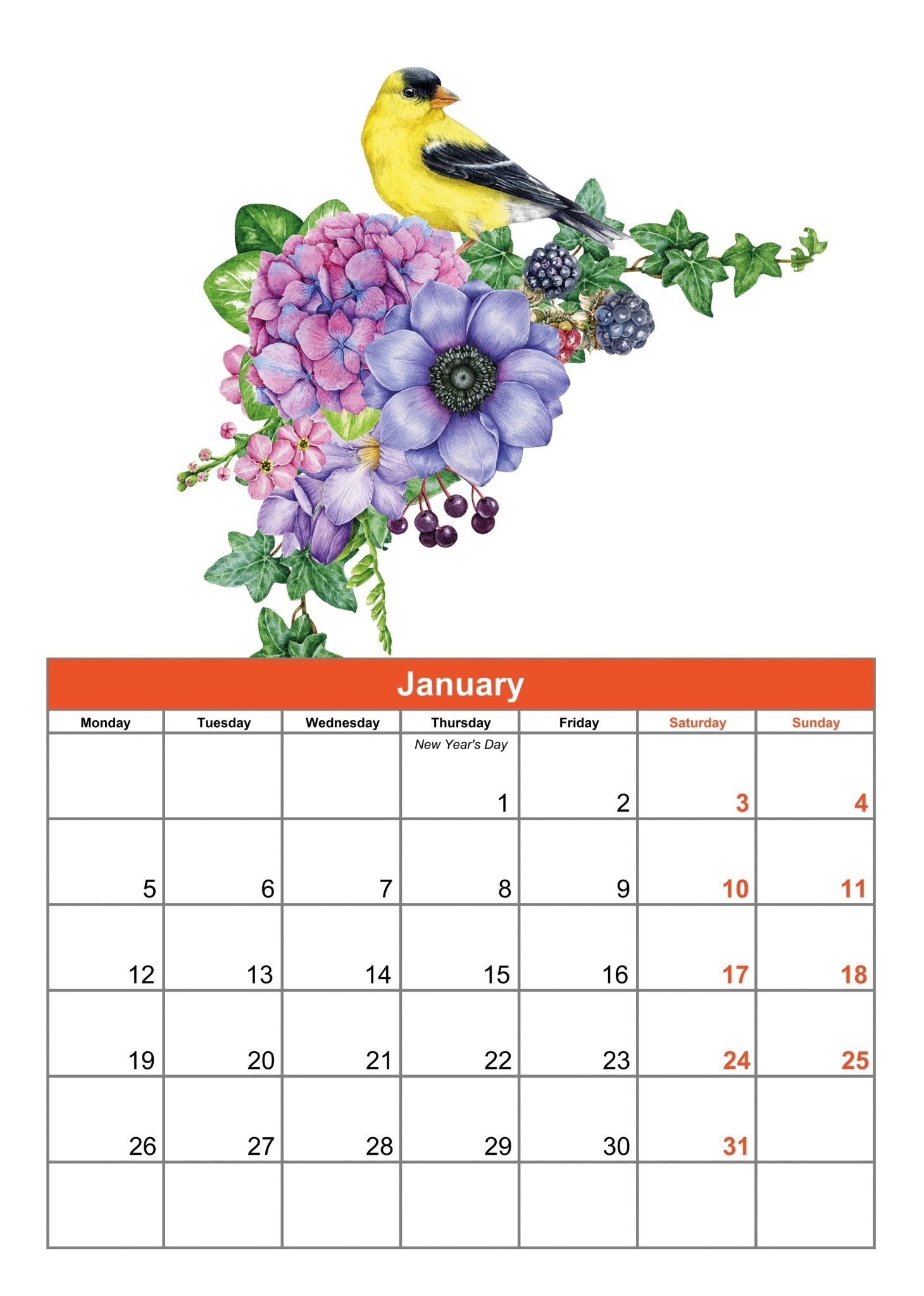 A4 wall calendar 2026 - artcoasterprinting