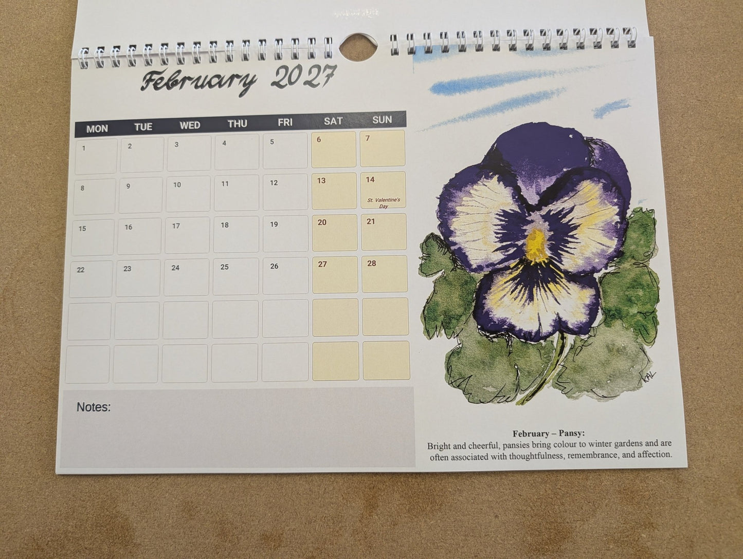 A4 wall calendar 2027 - Landscape - artcoasterprinting