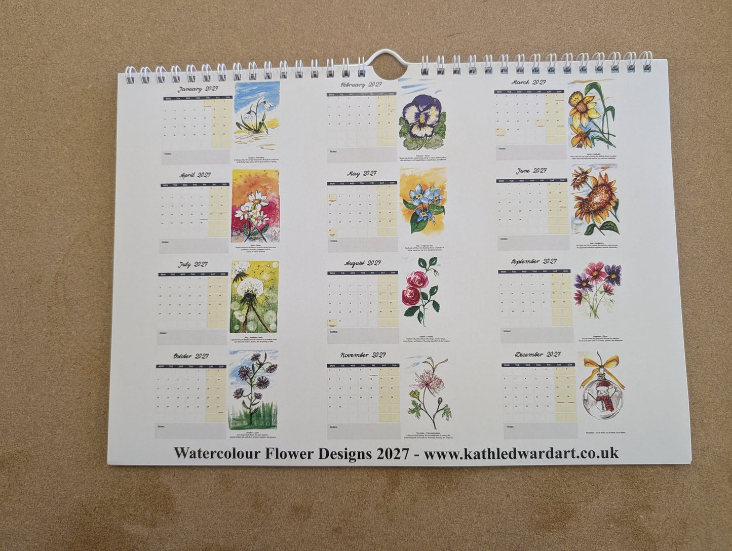 A4 wall calendar 2027 - Landscape - artcoasterprinting