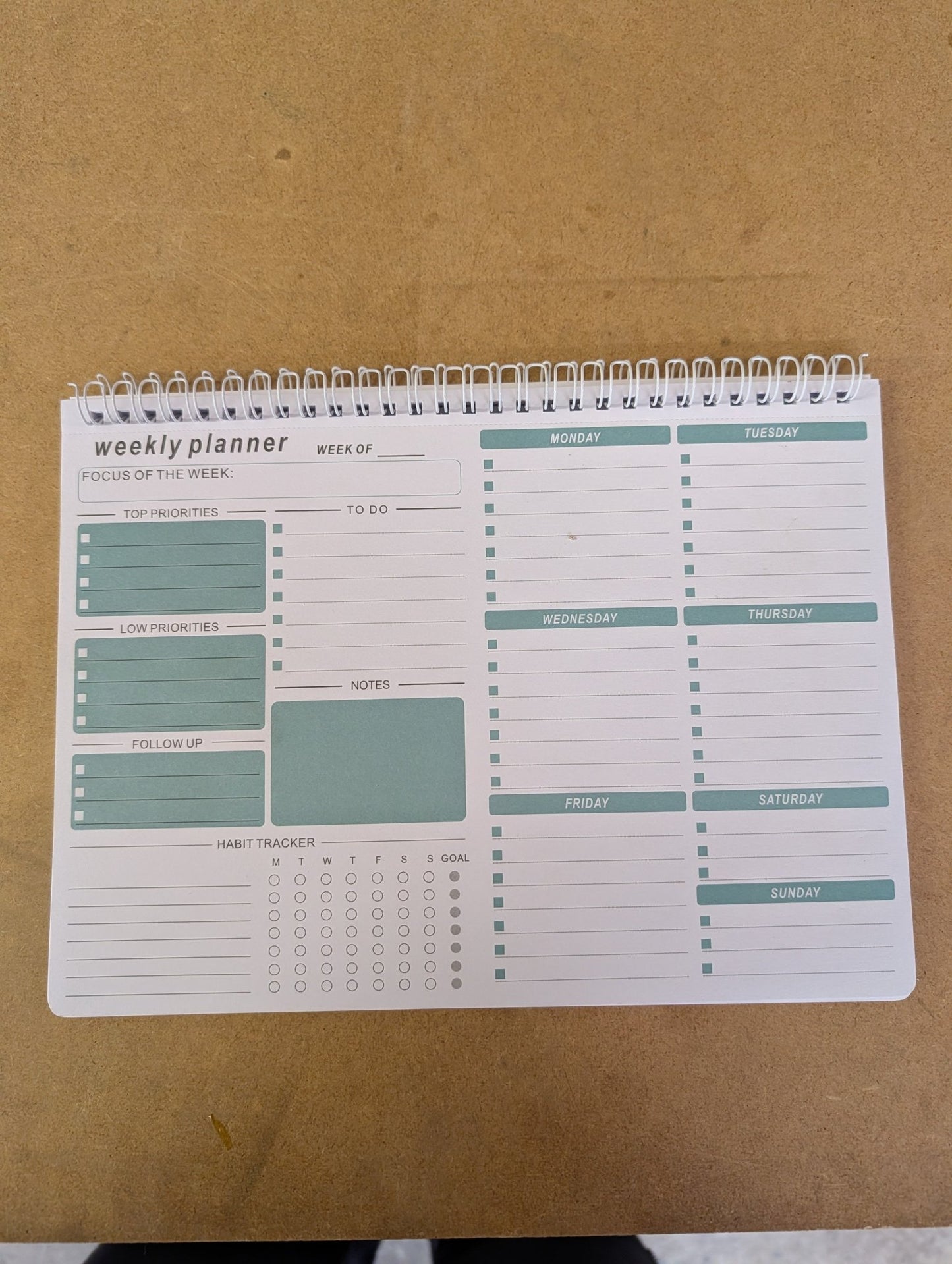 A4 weekly Planner - Green - artcoasterprinting
