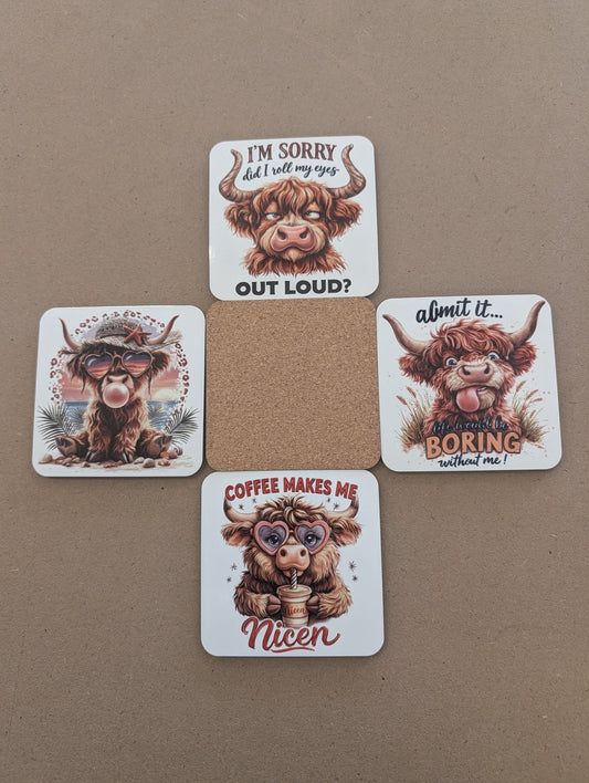 CORK backed Coaster - 10cm Square - gloss finish - artcoasterprinting