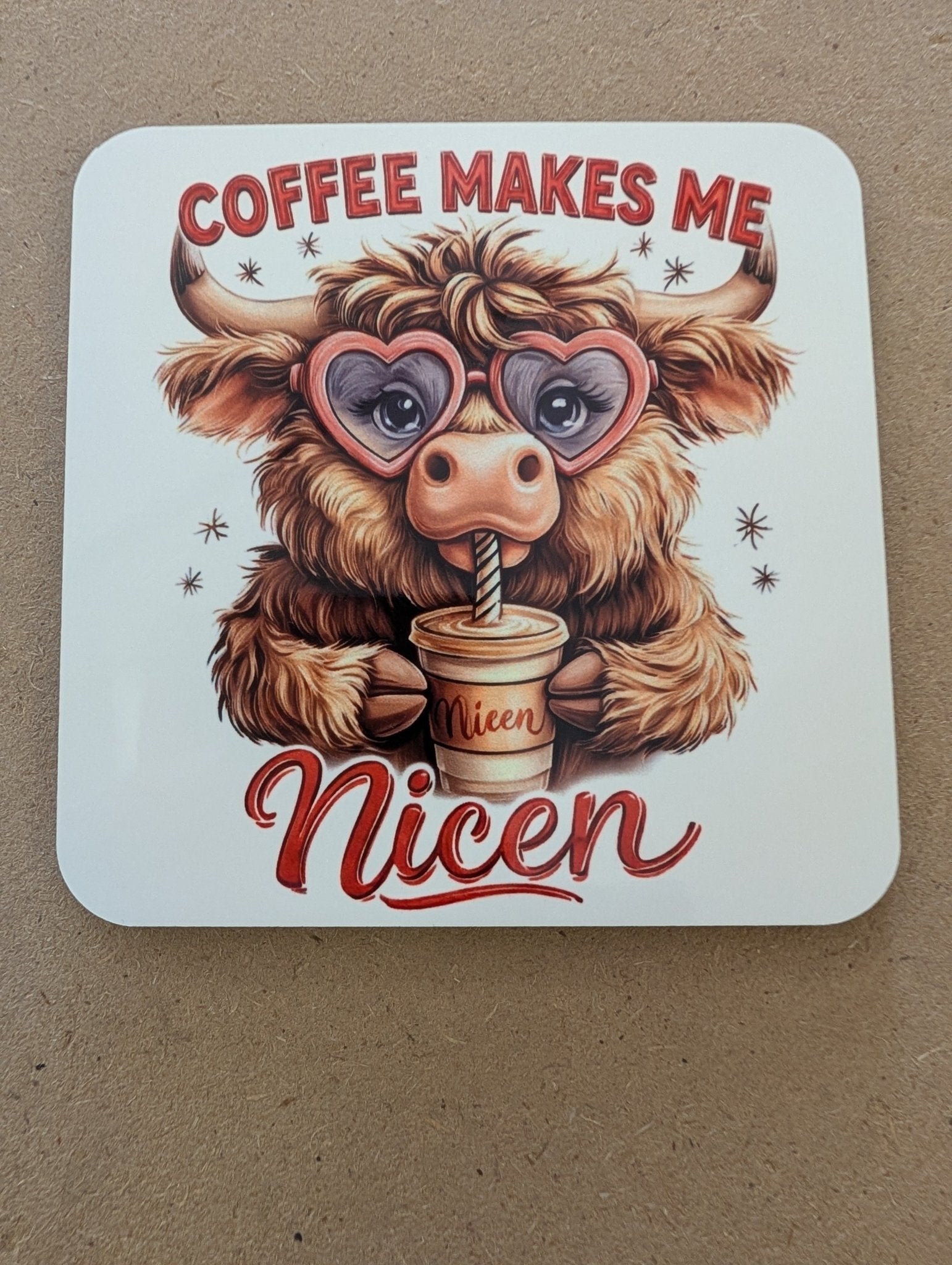 CORK backed Coaster - 10cm Square - gloss finish - artcoasterprinting