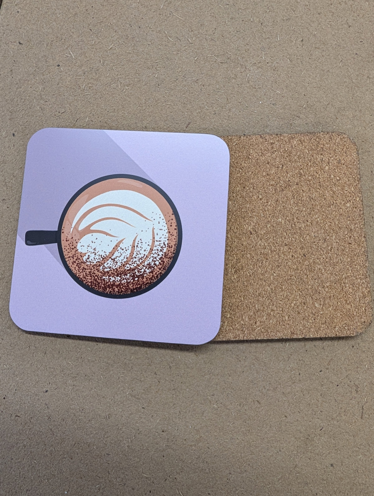 Coaster - 9.5cm Square - matt finish with cork backing