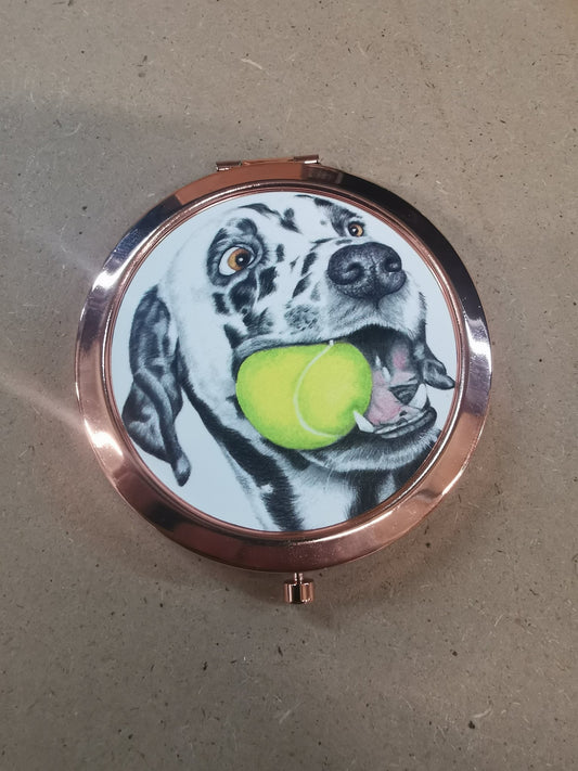 Rose Gold Round Compact Mirror with push button open - artcoasterprinting