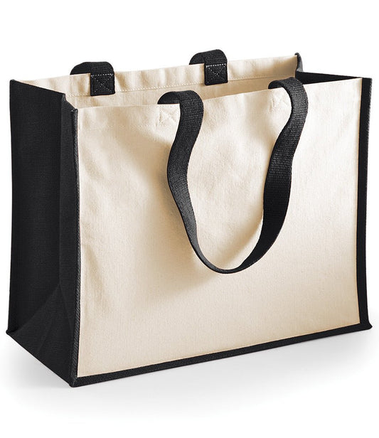 Shopper Jute Tote Bag - Black - artcoasterprinting