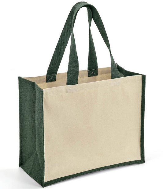 Shopper Jute Tote Bag - Dark Green - artcoasterprinting