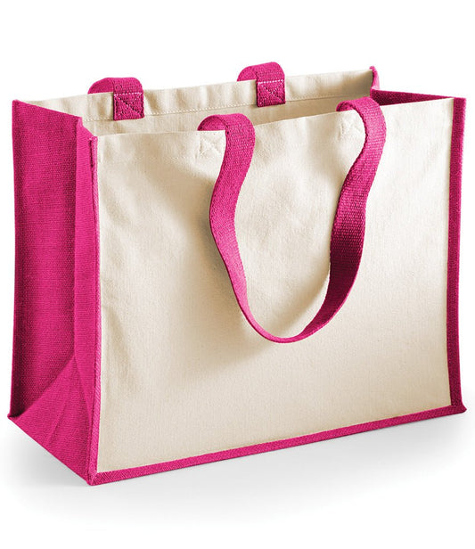 Shopper Jute Tote Bag - Fuschia - artcoasterprinting