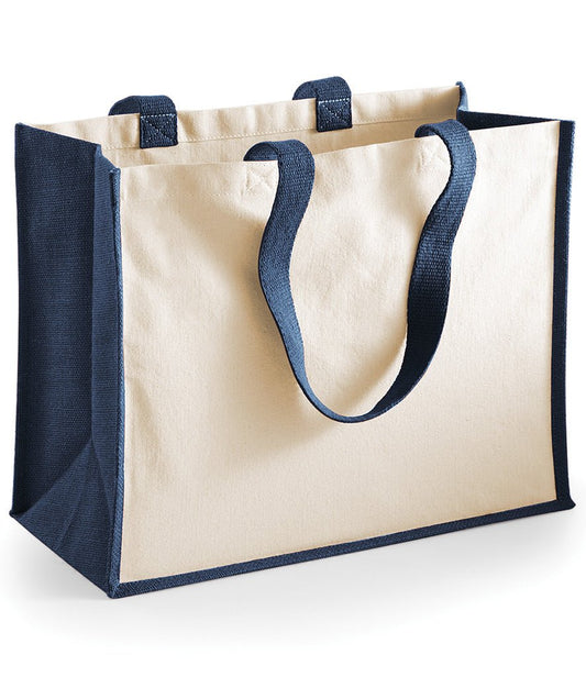 Shopper Jute Tote Bag - Navy - artcoasterprinting