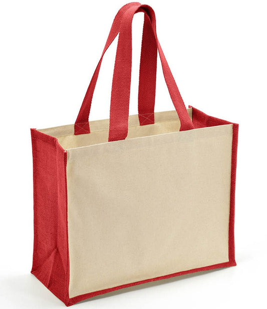 Shopper Jute Tote Bag - Red - artcoasterprinting