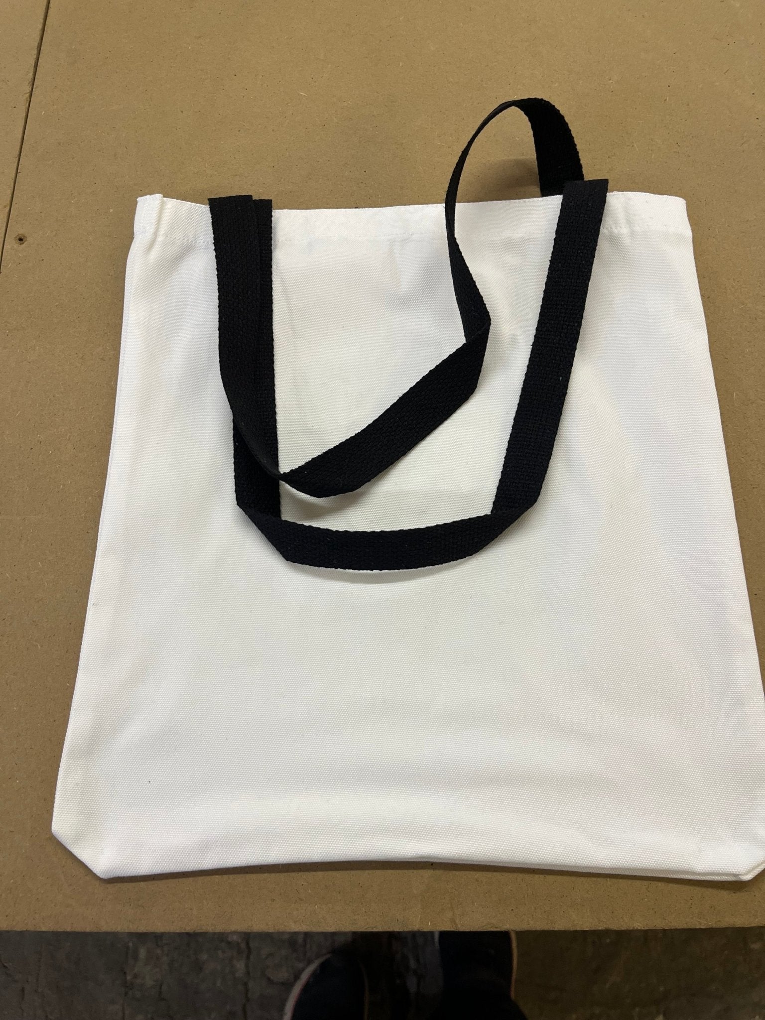 white canvas style tote bag with Black Handles - artcoasterprinting