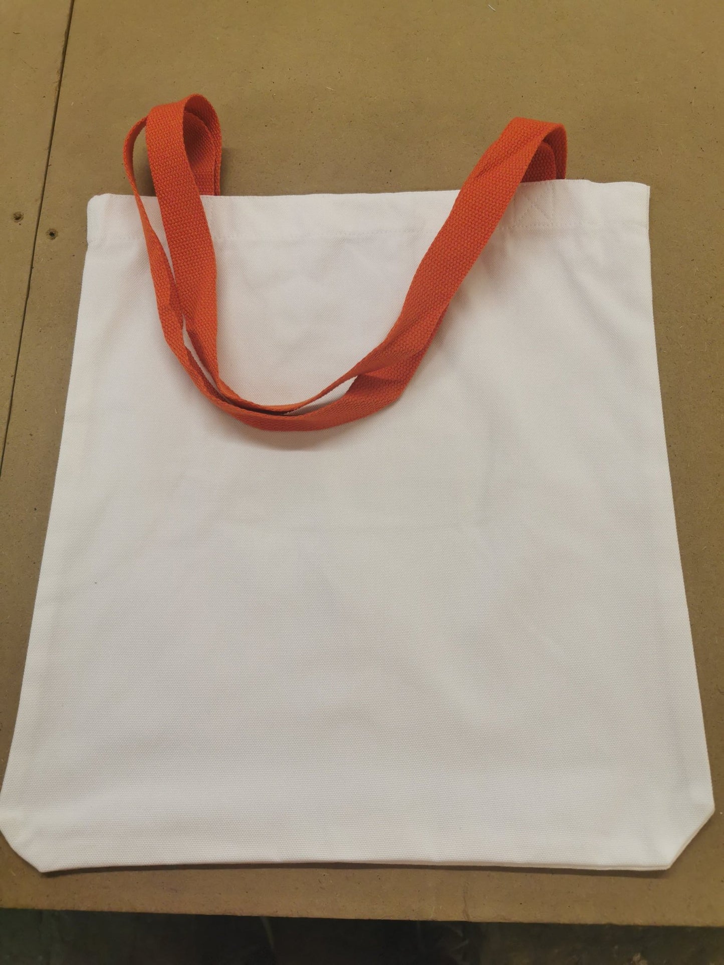 white canvas style tote bag with Orange Handles - artcoasterprinting