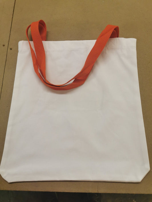 white canvas style tote bag with Orange Handles - artcoasterprinting