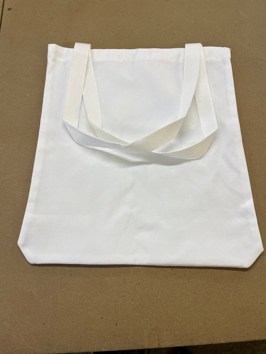 white canvas style tote bag with White Handles - artcoasterprinting