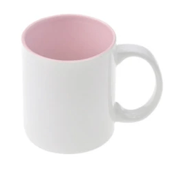 11oz two tone Pink Mug WHITE HANDLE - artcoasterprinting