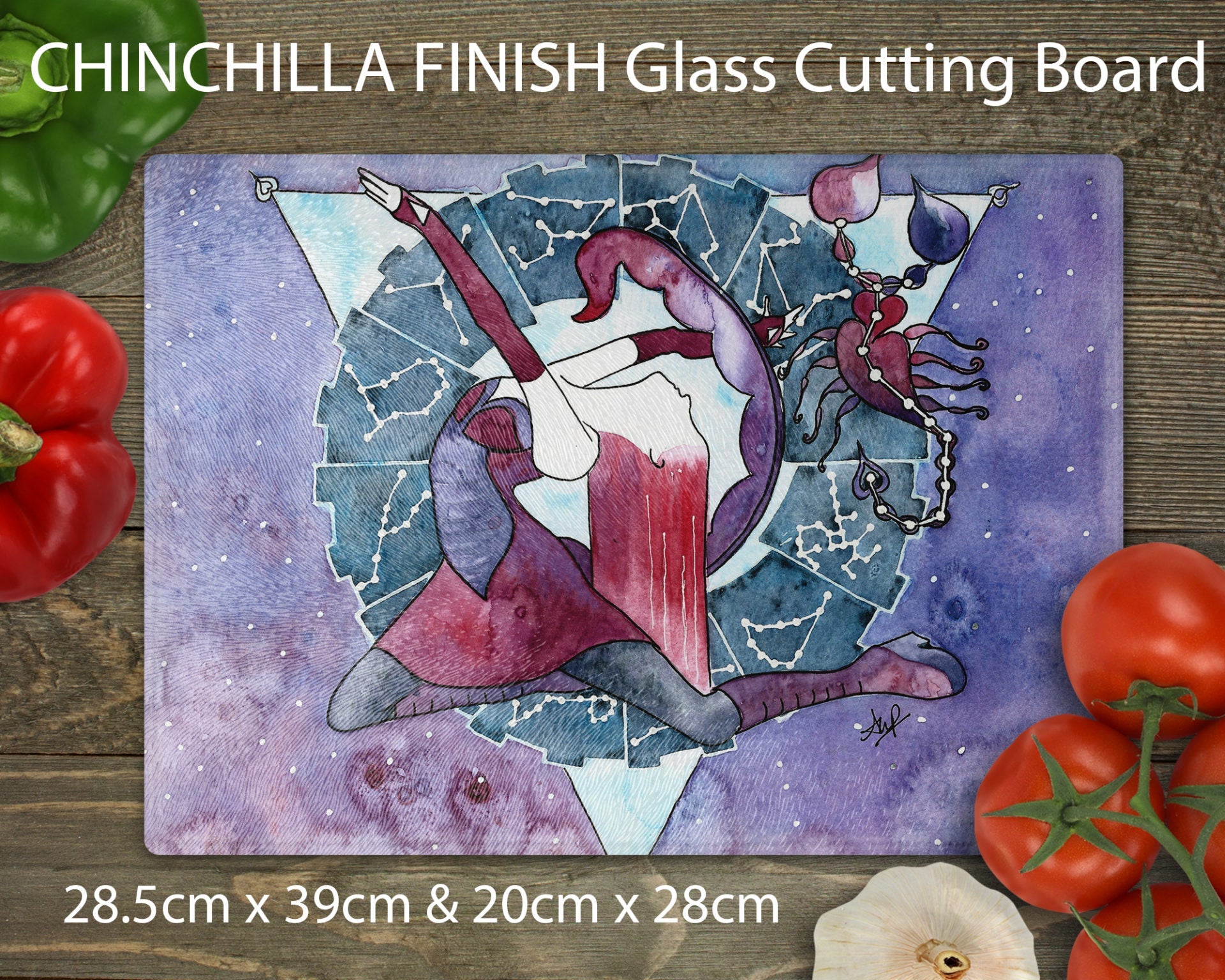 Glass Chopping Board (A3) Chinchilla Finish - artcoasterprinting