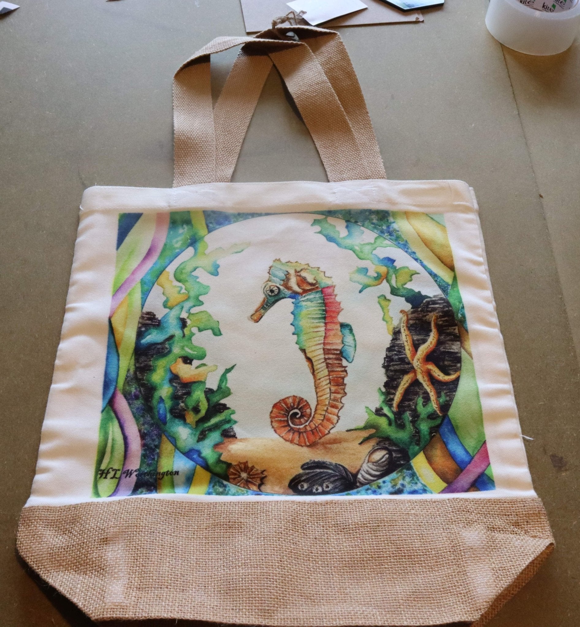 Jute bag with fabric top - double Sided - artcoasterprinting