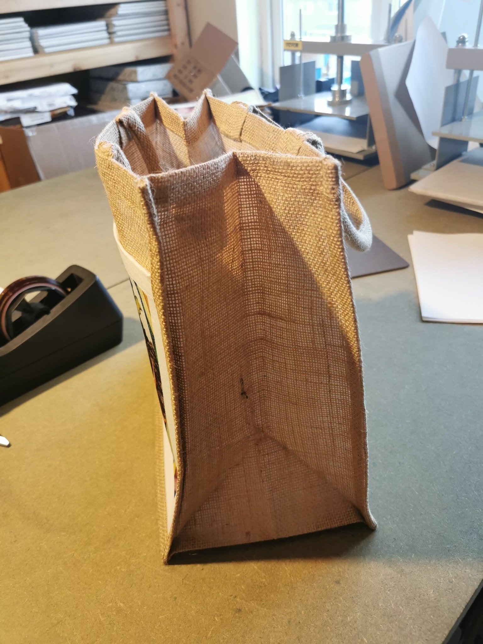 Jute Bag with printed pocket = Medium 30x30x19cm - artcoasterprinting