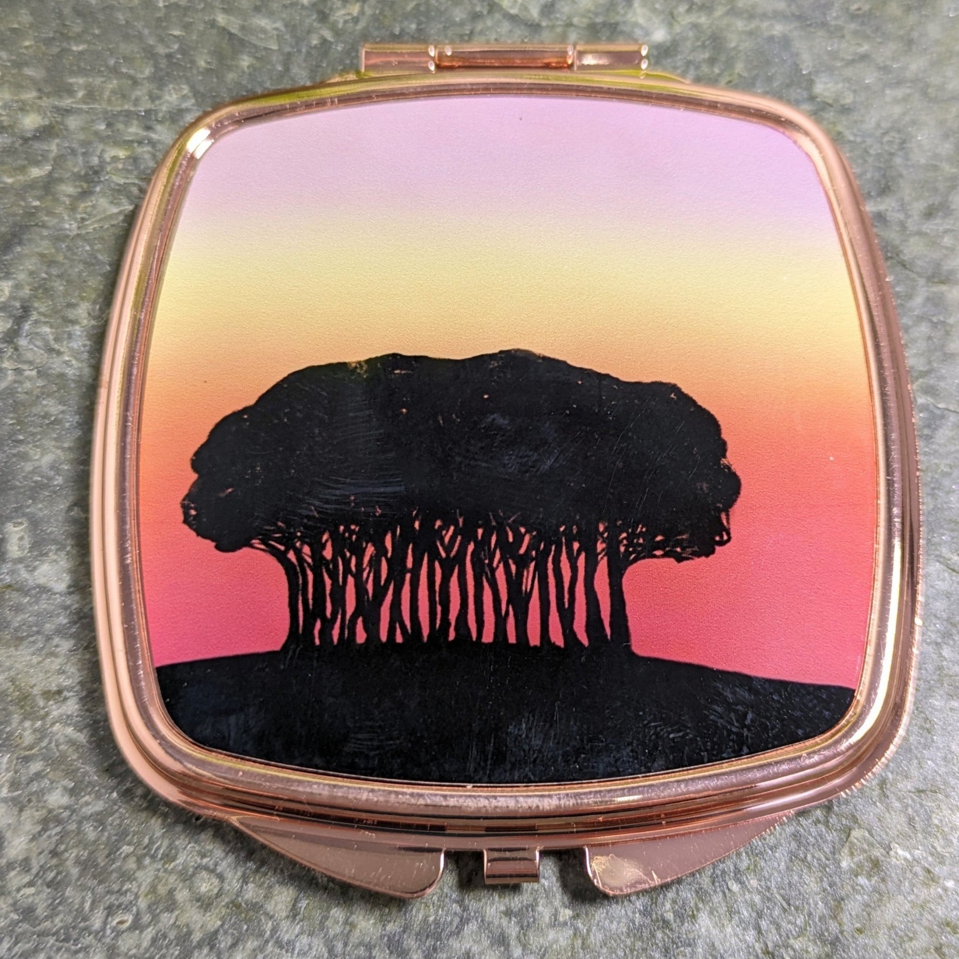 Rose Gold Curved square compact mirrors - artcoasterprinting