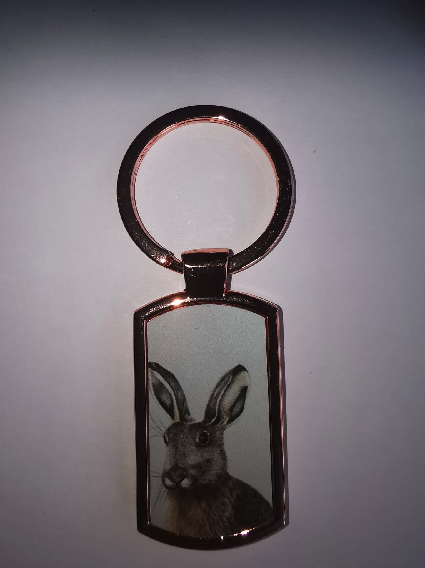 Rounded Rectangle Metal Key ring Rose Gold - artcoasterprinting